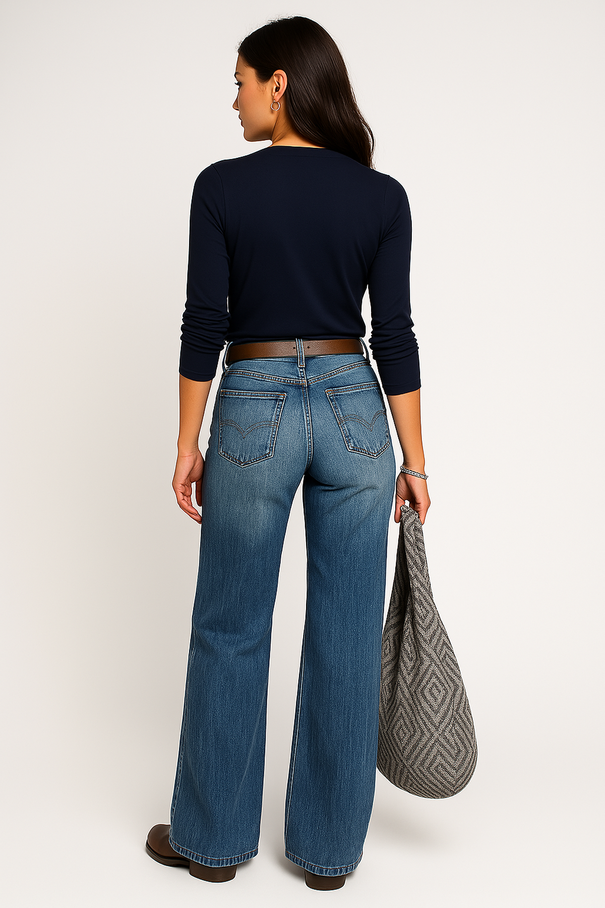 Jeans Denim Alta Vita Gamba Larga | Fit Regolare