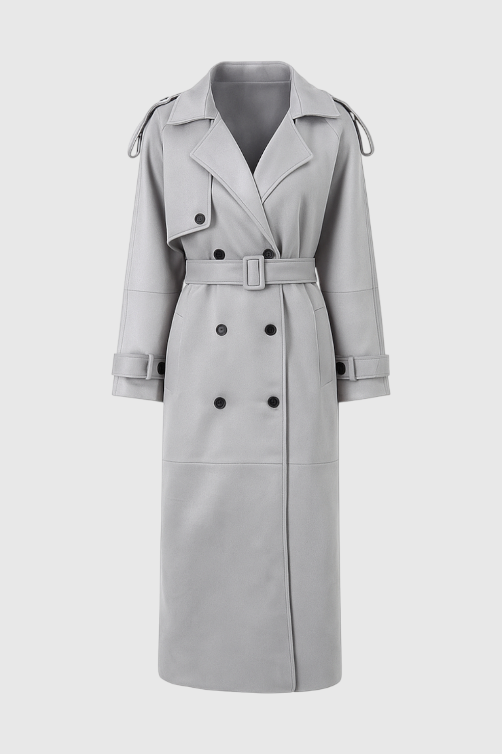 Trench Coat Lungo Doppio Petto | Cintura Larga