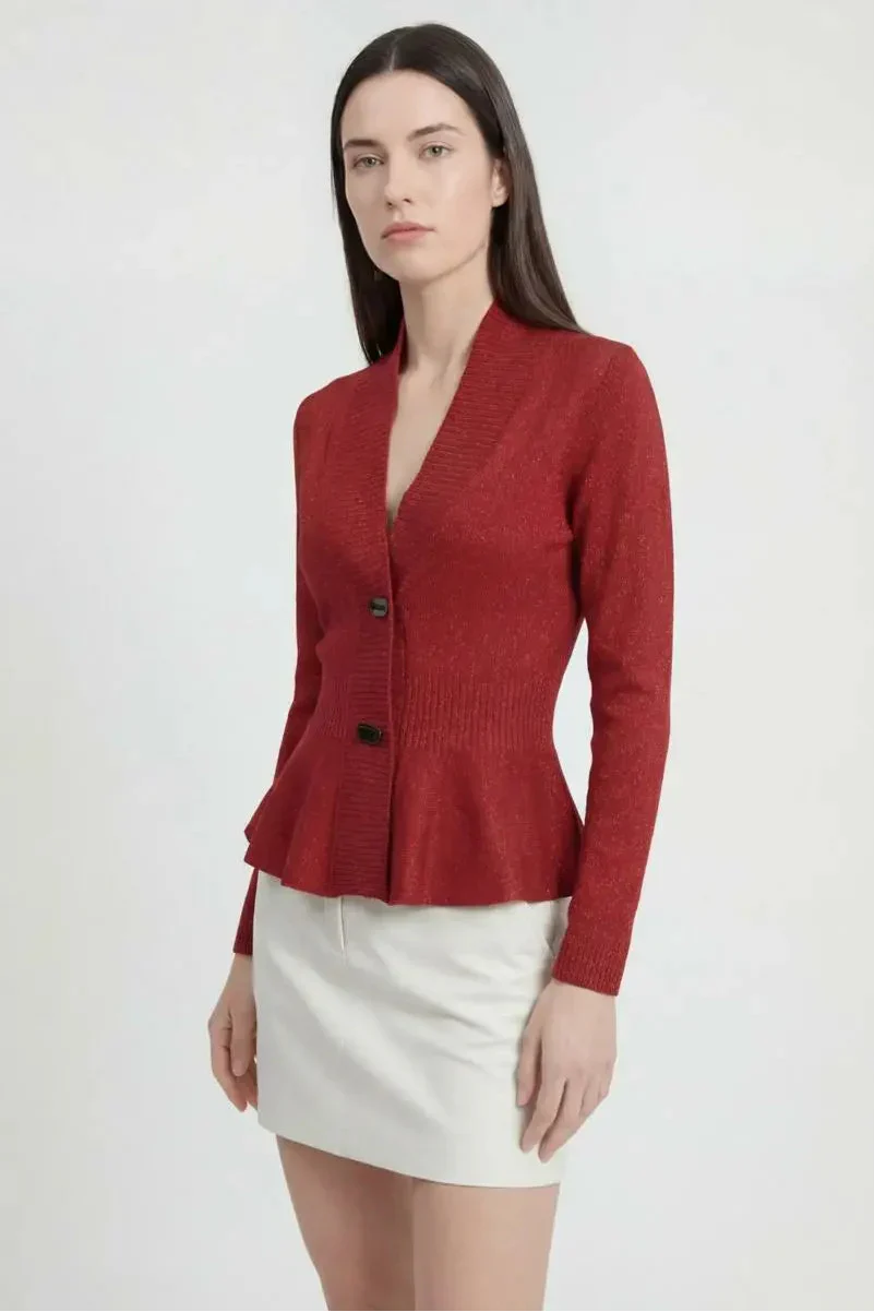 Cardigan Leggero Collo Sciolto | Peplum | Regular Fit