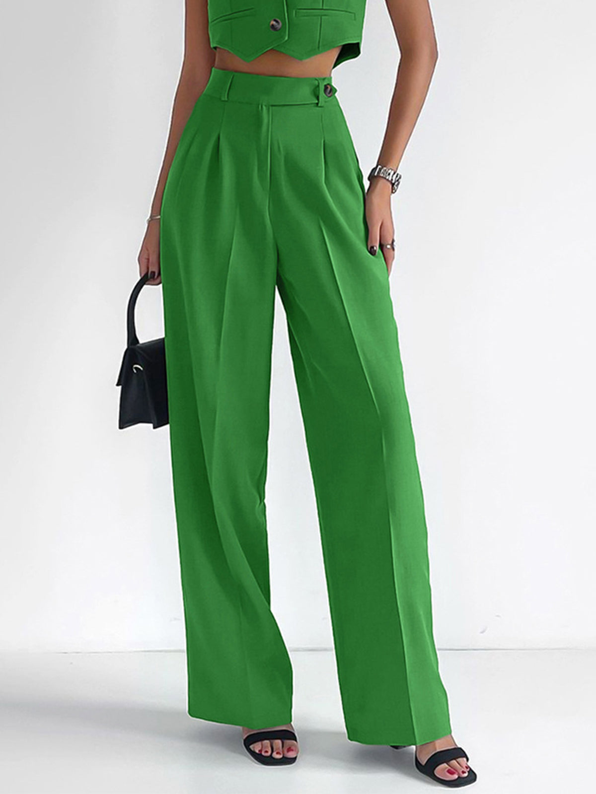 Gilet e Pantaloni Largo Plettati Set | Misto Cotone Lino