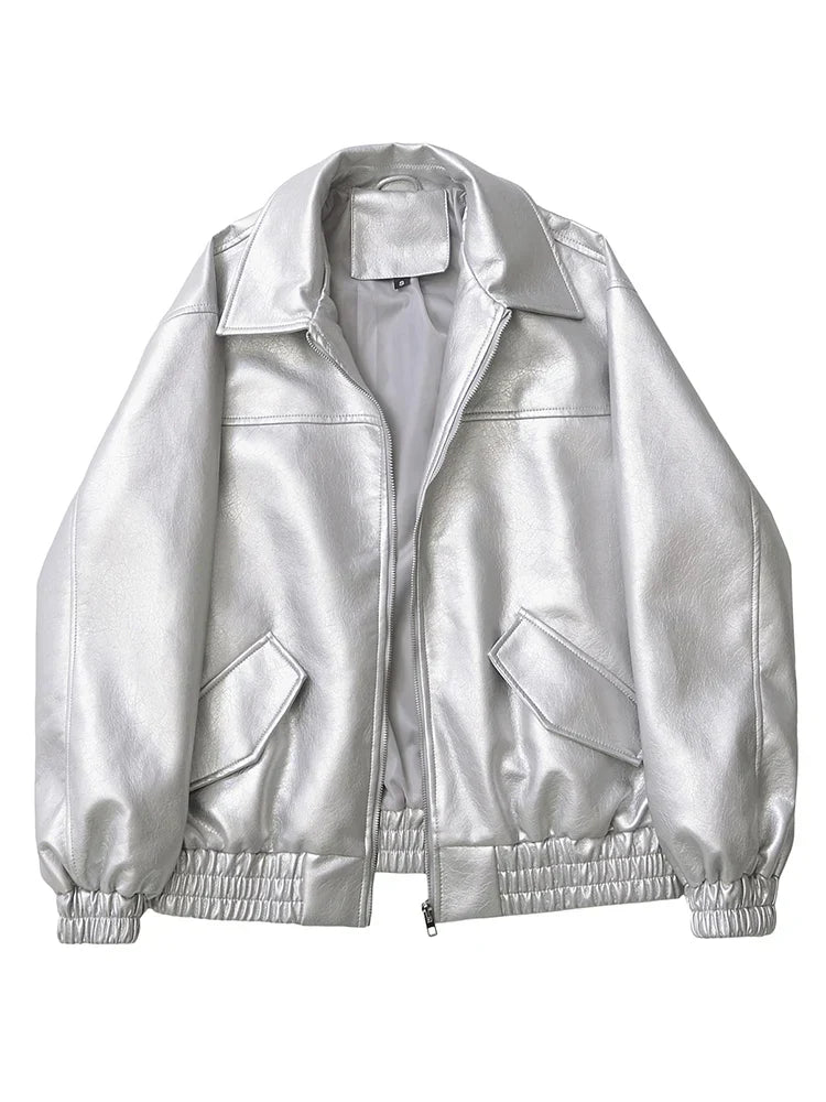 Giacca in Pelle Sintetica con Zip | Fit Comodo Corta