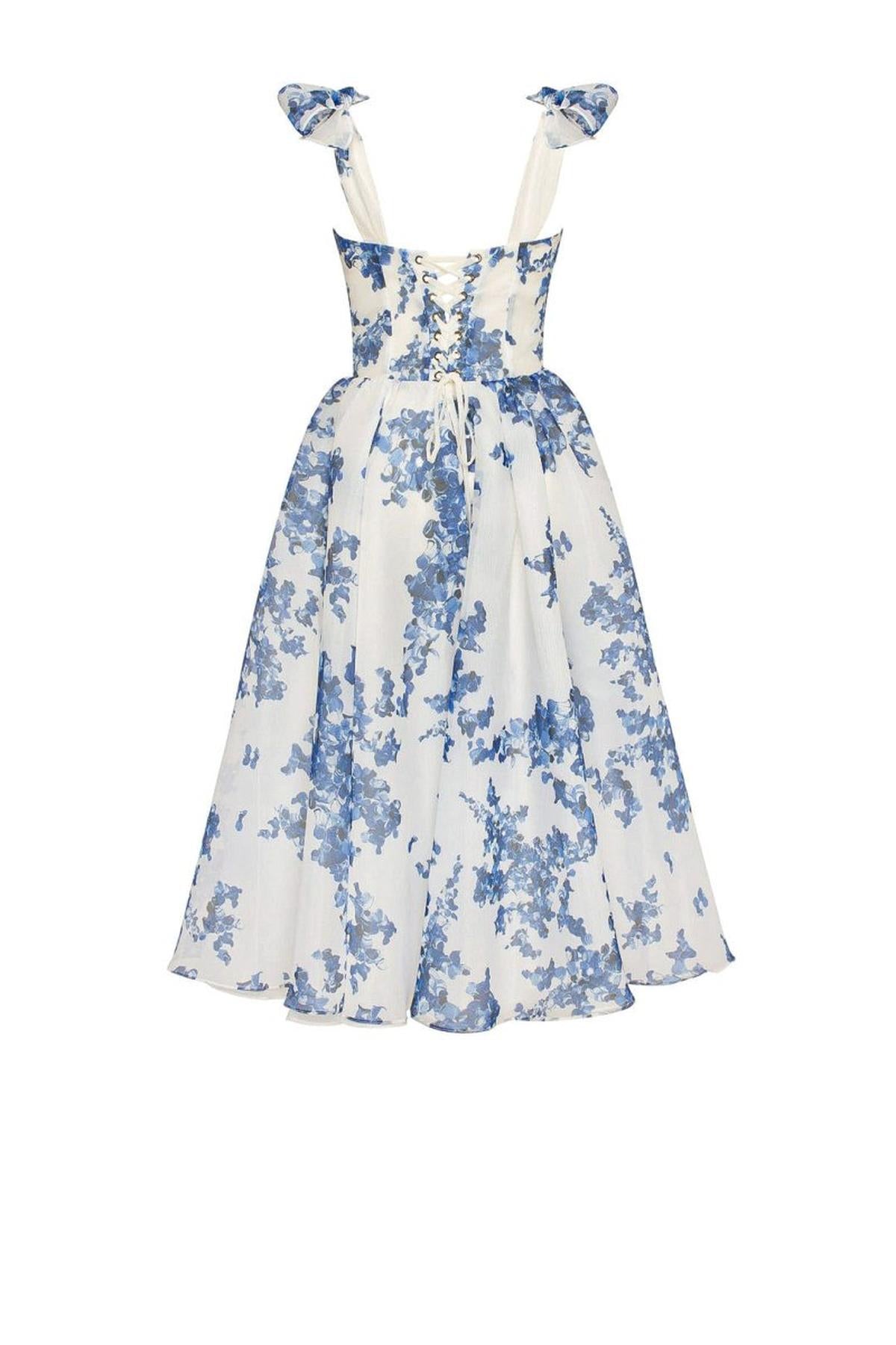 Abito Midi Organza Floreale | Scollo a Cuore | Spaghetti Straps | Estate