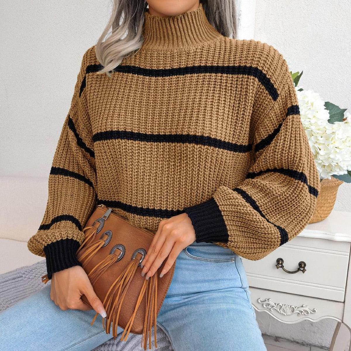 Maglione Striato | Collo Alto | Fit Comodo