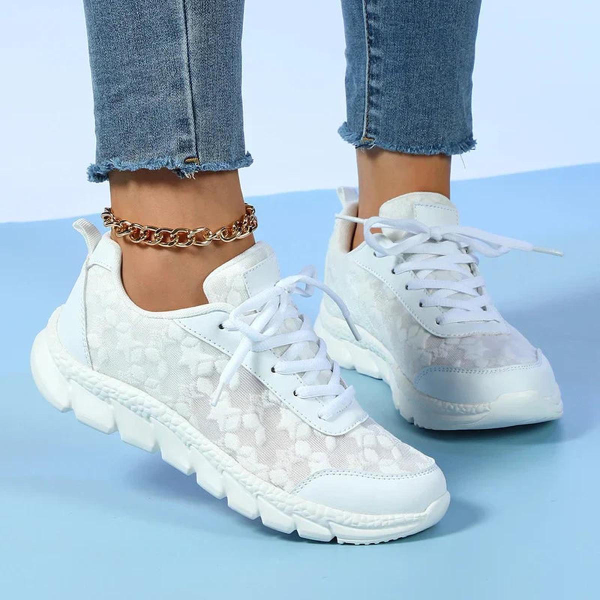Sneakers Mesh Ricamate | Leggere | Suola Imbottita