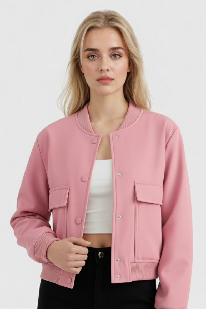 Giacca Bomber Con Tasche Frontali | Silhouette Cropped