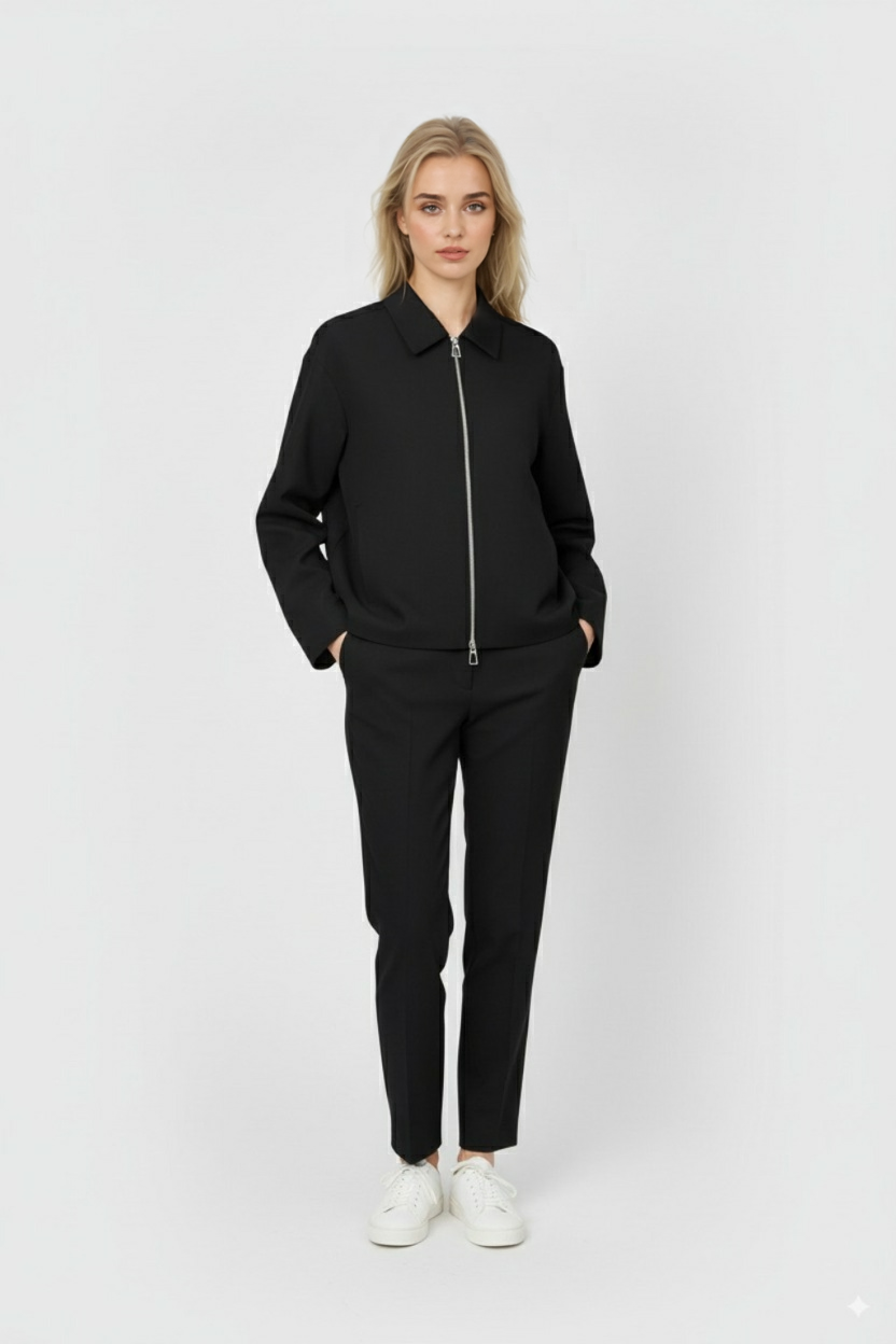 Giacca Bomber Cropped | Zip Front, Collo Pulito