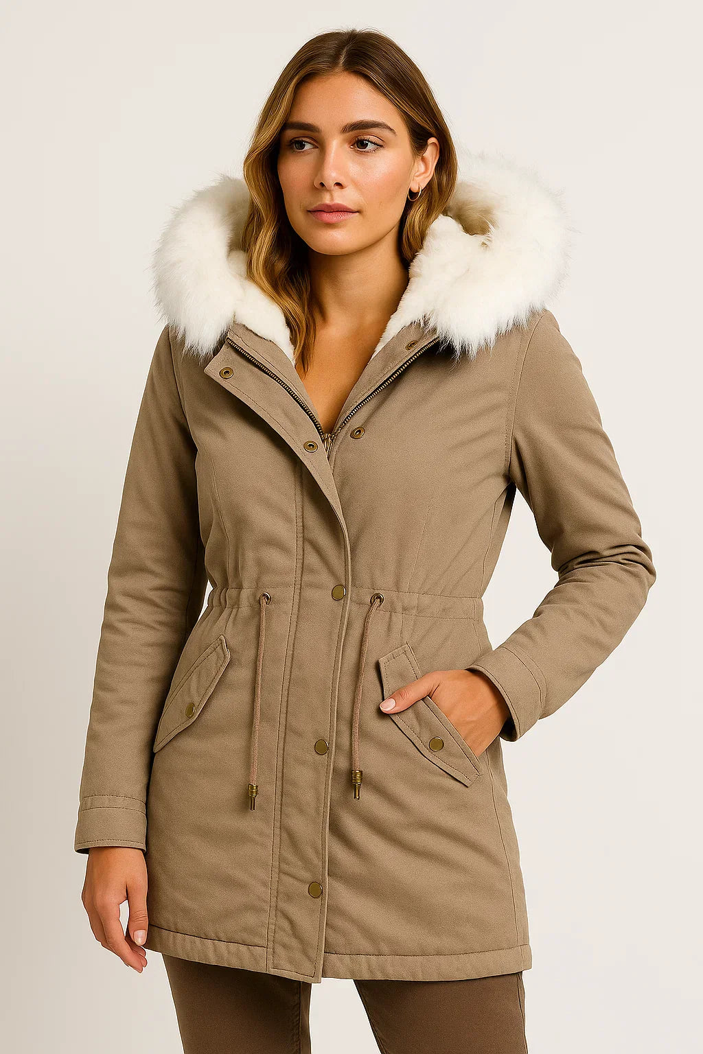 Parka Invernale | Cappuccio in Pelliccia Finta | Foderato in Pile