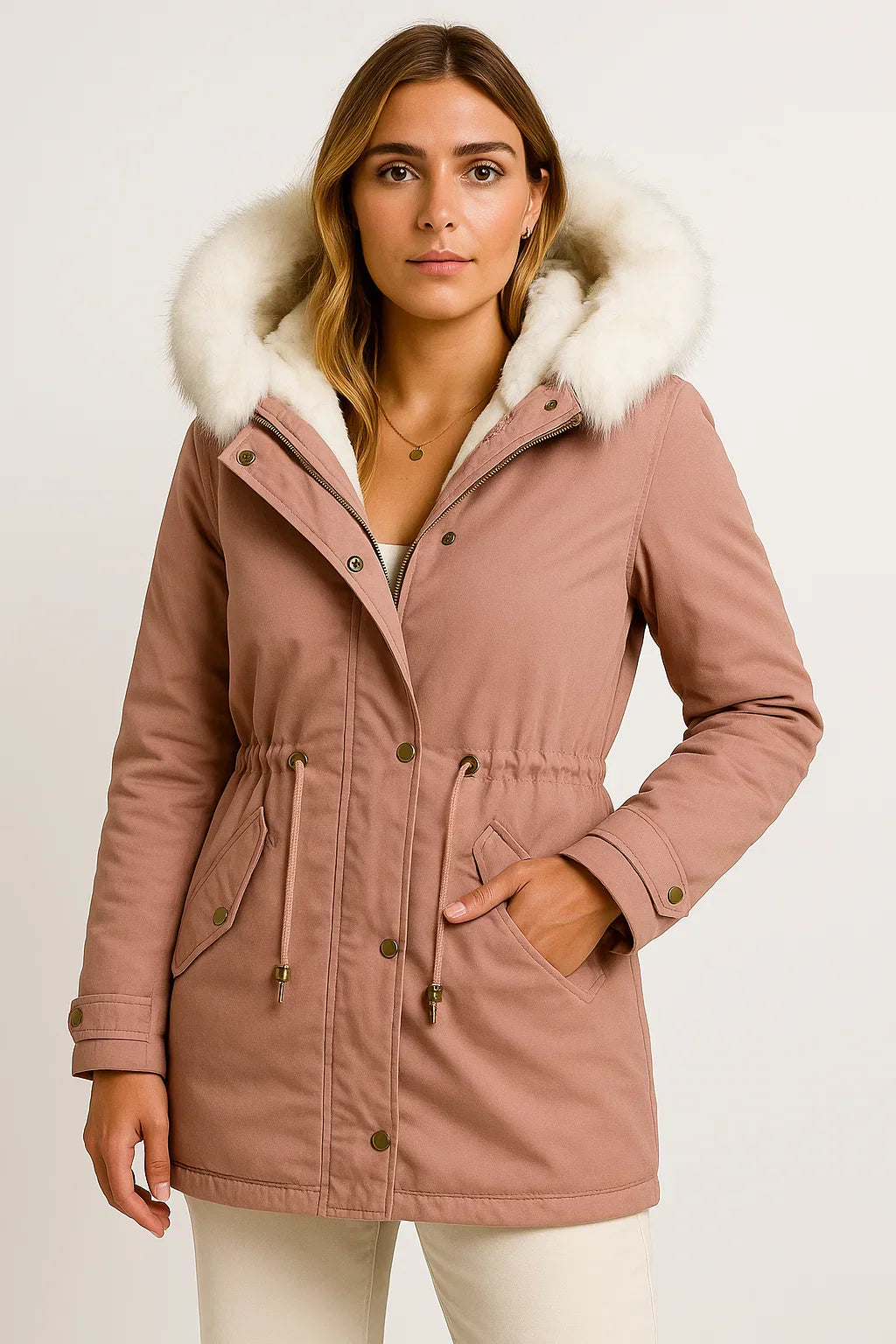 Parka Invernale | Cappuccio in Pelliccia Finta | Foderato in Pile
