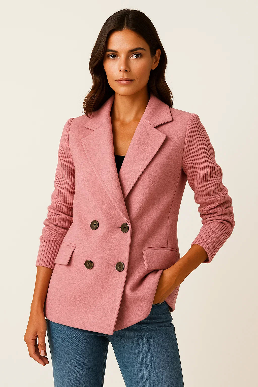 Blazer Maestria | Doppio Petto Misto Lana con Maniche a Maglia