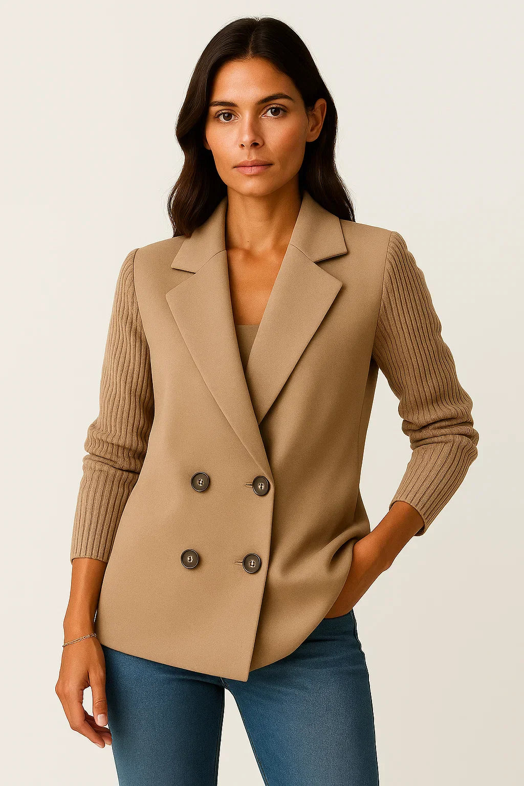 Blazer Maestria | Doppio Petto Misto Lana con Maniche a Maglia
