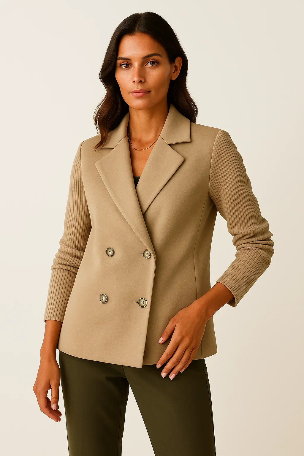 Blazer Maestria | Doppio Petto Misto Lana con Maniche a Maglia