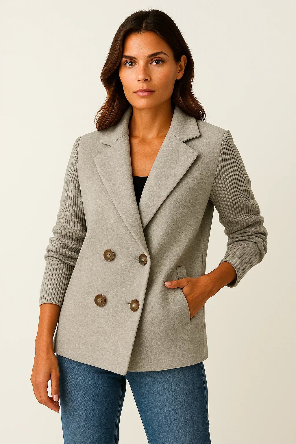 Blazer Maestria | Doppio Petto Misto Lana con Maniche a Maglia