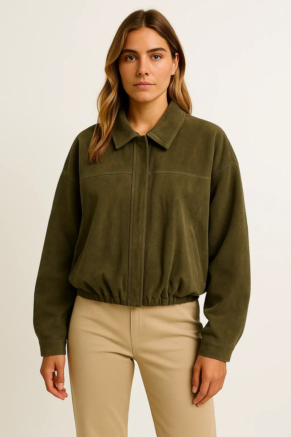 Giacca Bomber Faux Suede Maestria | Fit Comodo | Chiusura Zip