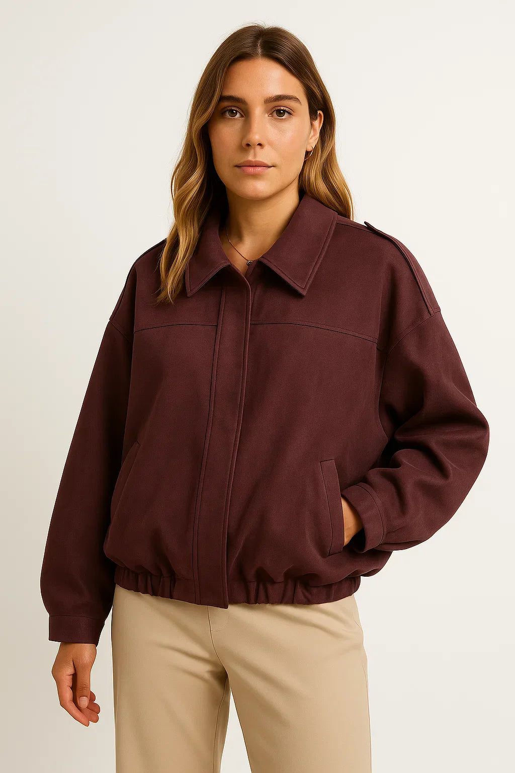 Giacca Bomber Faux Suede Maestria | Fit Comodo | Chiusura Zip
