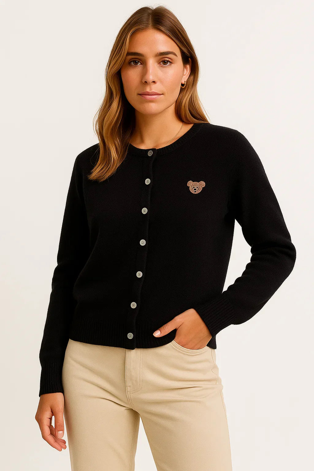 Cardigan Essenza Ricamato con Bottoni | Misto Cotone | Fit Regolare