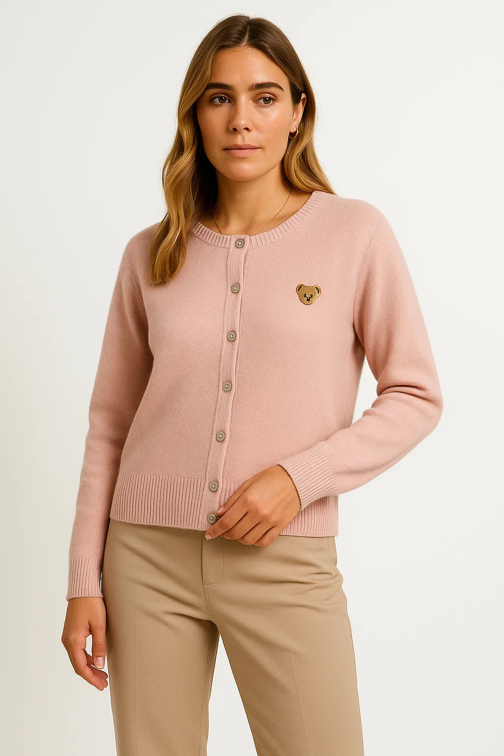 Cardigan Essenza Ricamato con Bottoni | Misto Cotone | Fit Regolare