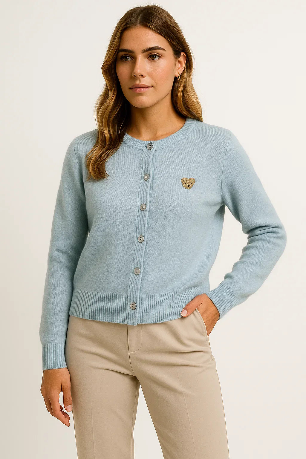 Cardigan Essenza Ricamato con Bottoni | Misto Cotone | Fit Regolare