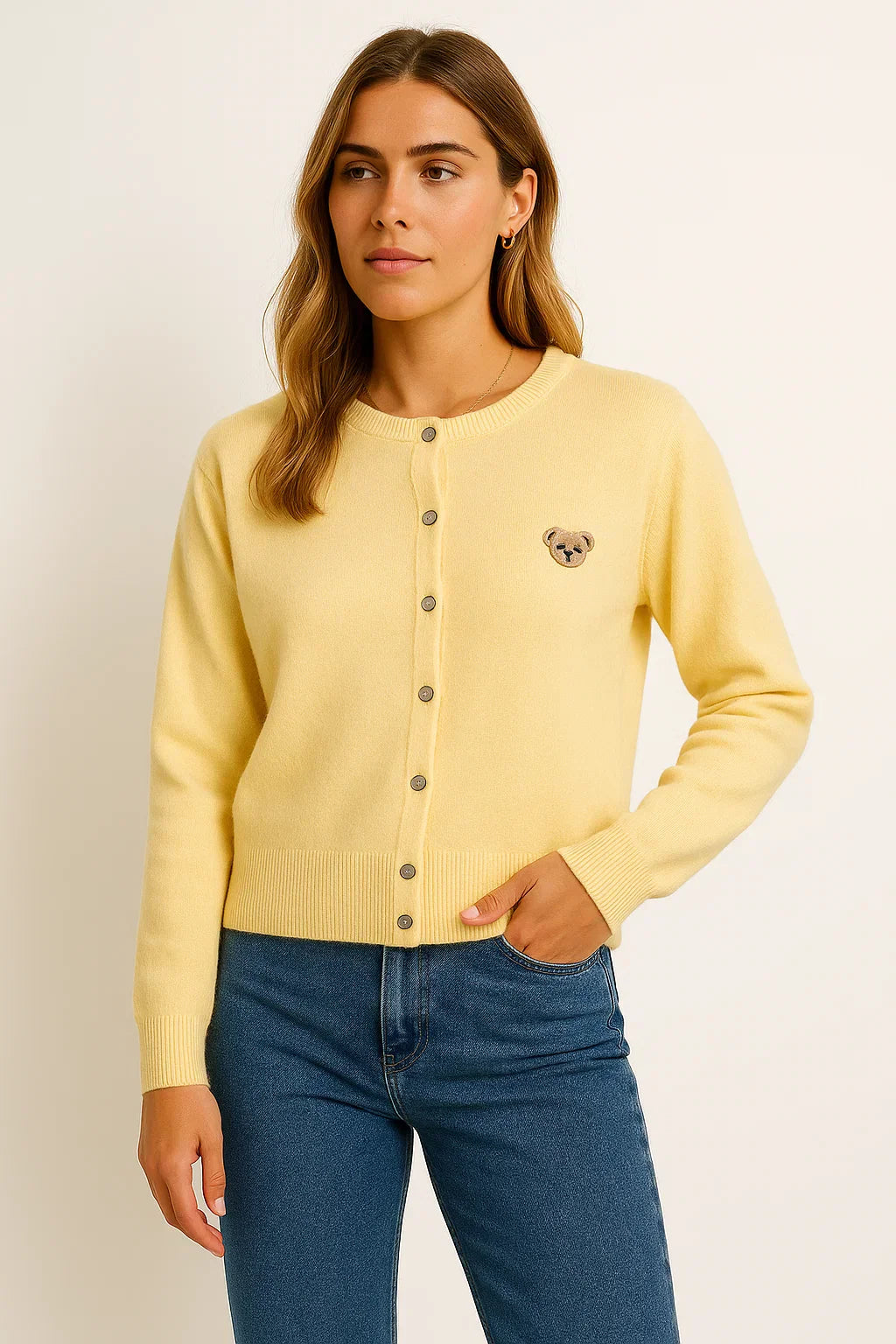 Cardigan Essenza Ricamato con Bottoni | Misto Cotone | Fit Regolare