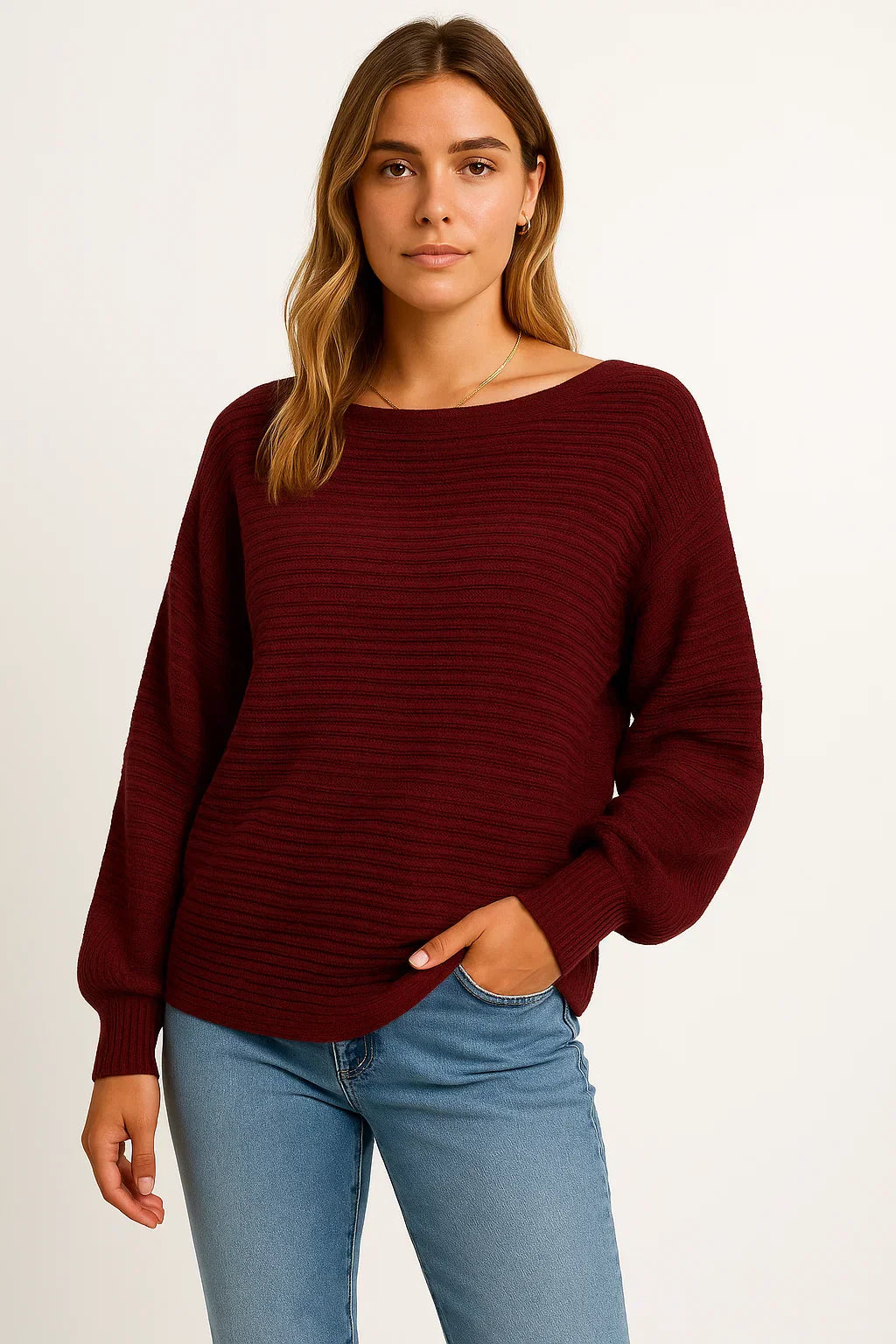 Maglione Donna in Maglia Testurizzata | Fit Ampio | Misto Cotone