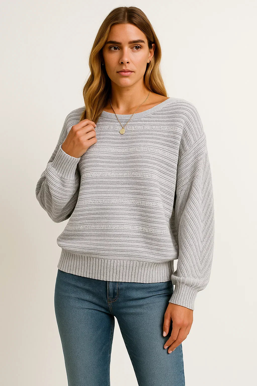 Maglione Donna in Maglia Testurizzata | Fit Ampio | Misto Cotone