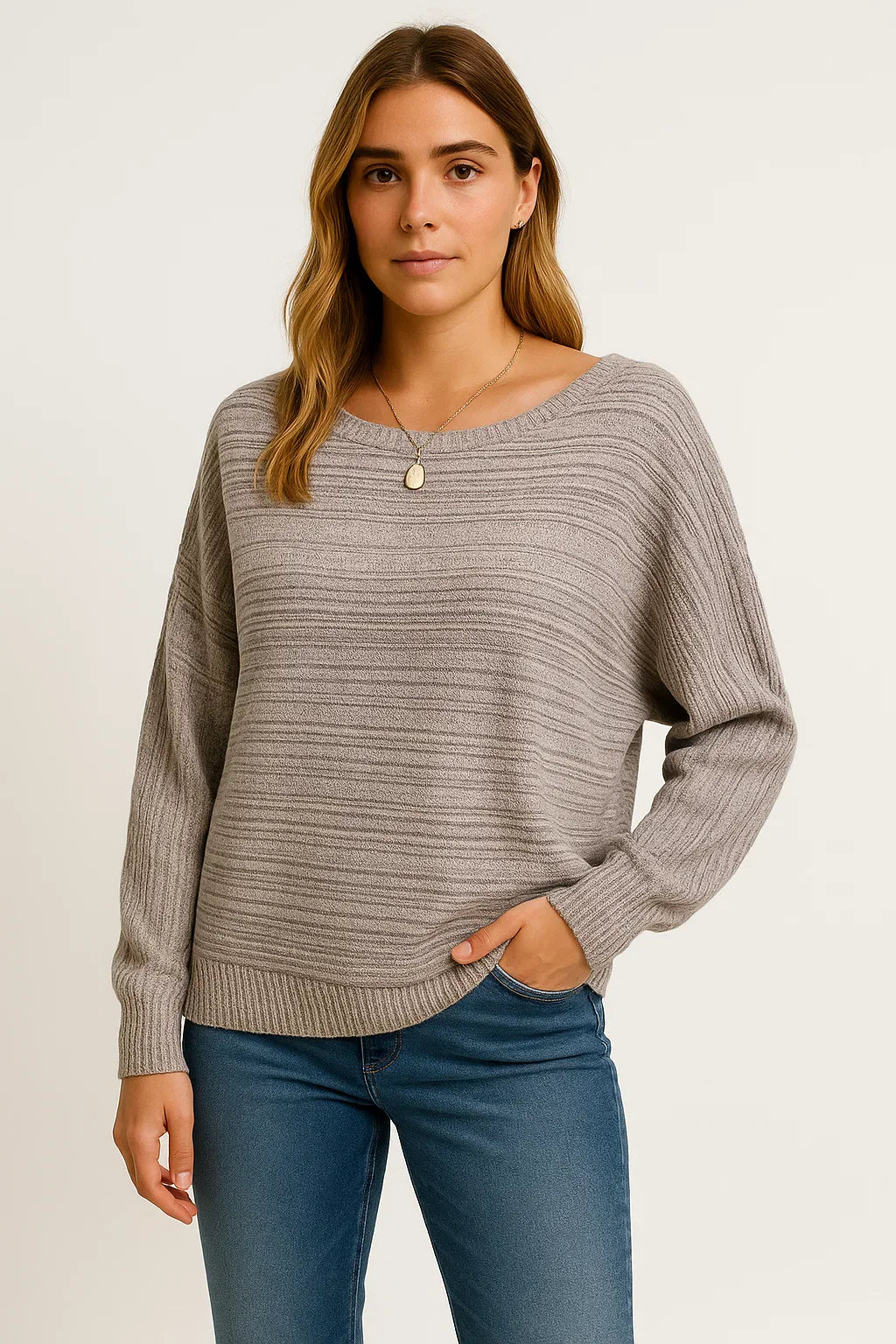 Maglione Donna in Maglia Testurizzata | Fit Ampio | Misto Cotone