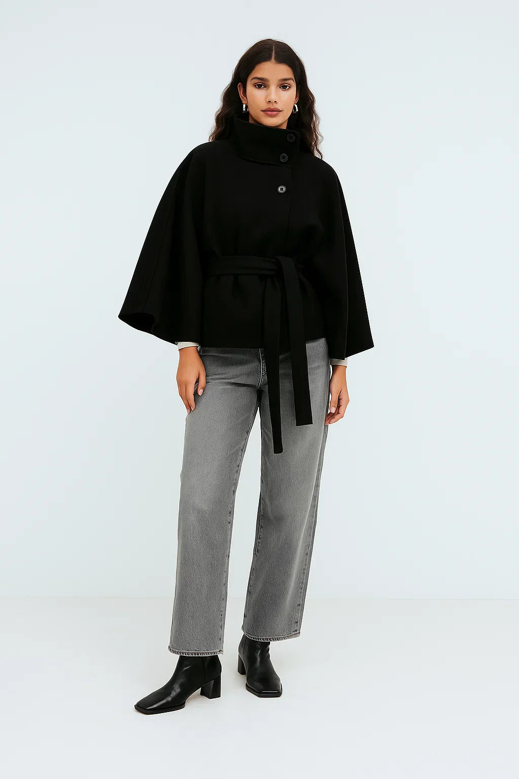 Giacca Cappa con Cintura | Collo Alto | Autunno Inverno