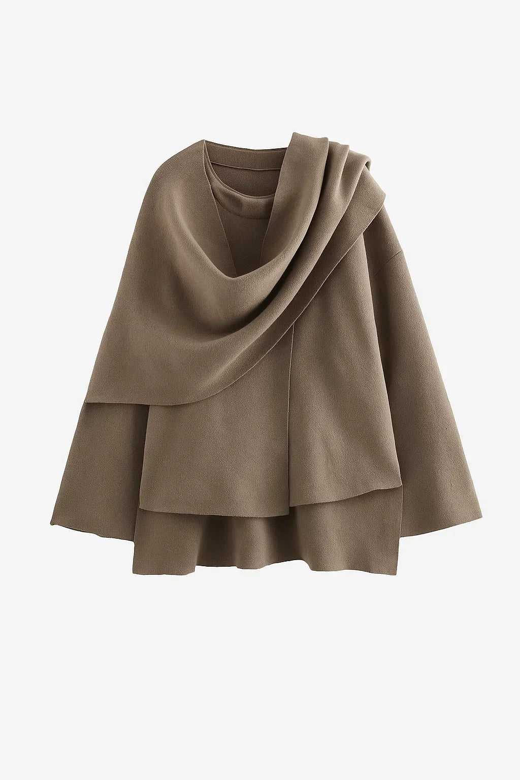 Cappotto Asimmetrico in Lana | Design con Collo Sciarpa