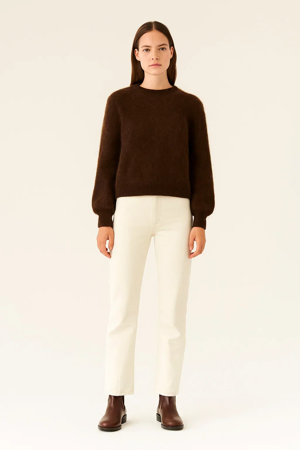 Maglione misto lana collo rotondo morbido fit largo