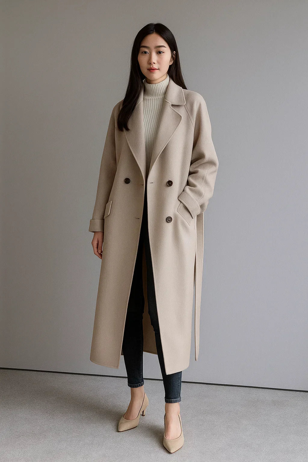 Cappotto Lungo in Misto Lana | Taglio Oversized | Design Invernale con Cintura