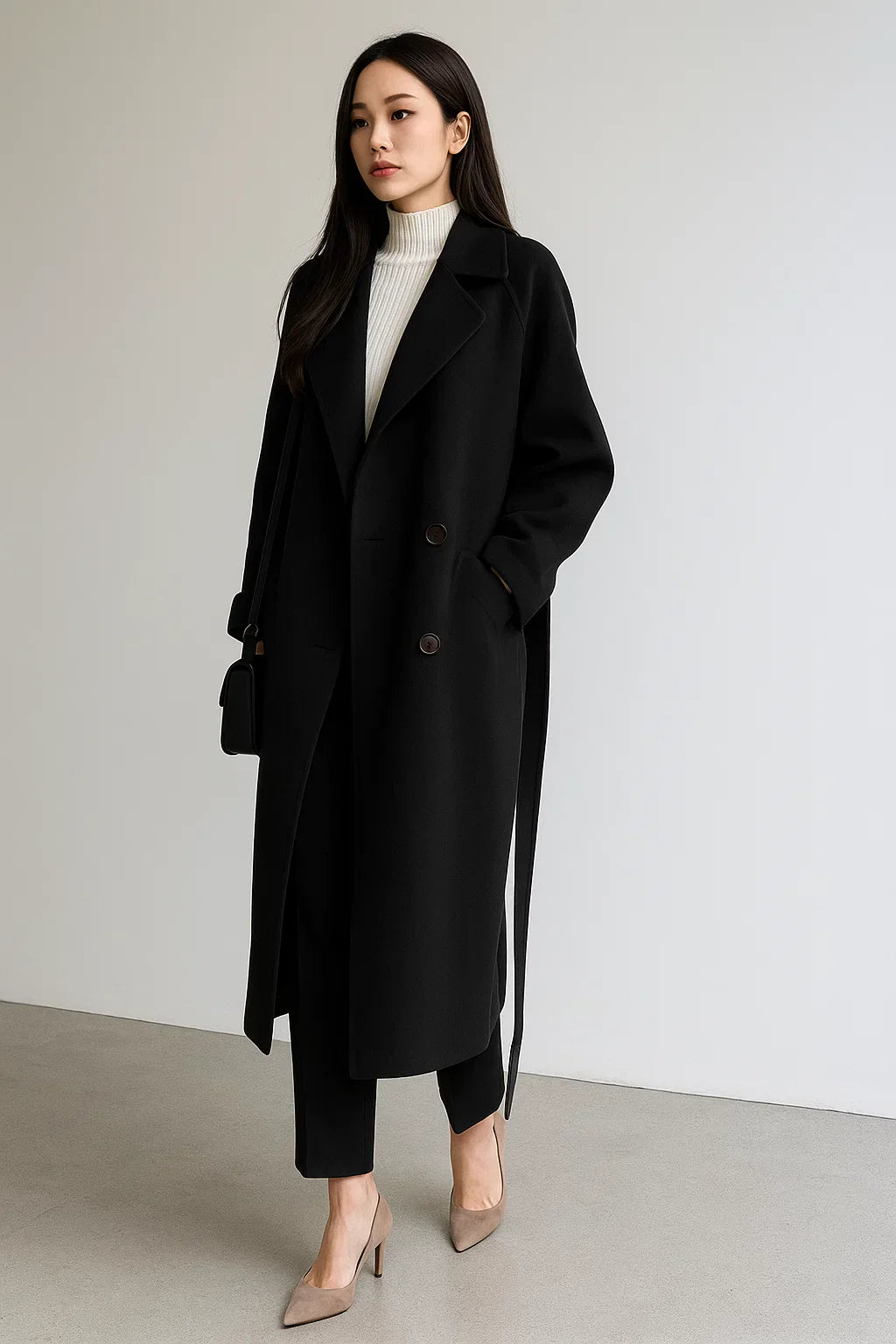 Cappotto Lungo in Misto Lana | Taglio Oversized | Design Invernale con Cintura