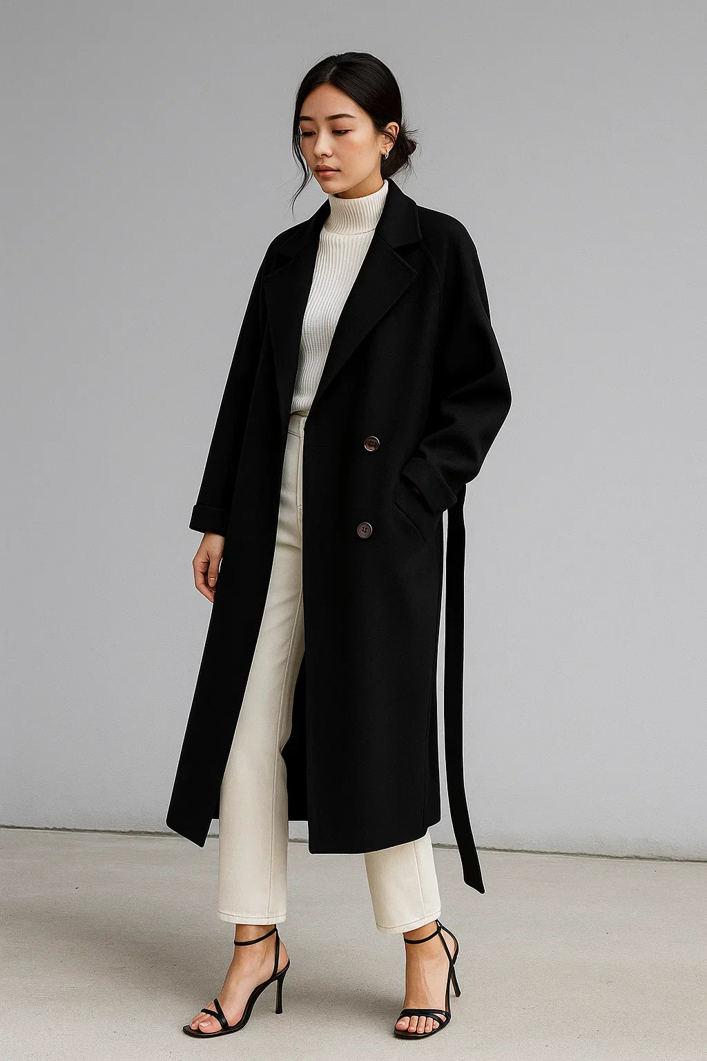 Cappotto Lungo in Misto Lana | Taglio Oversized | Design Invernale con Cintura