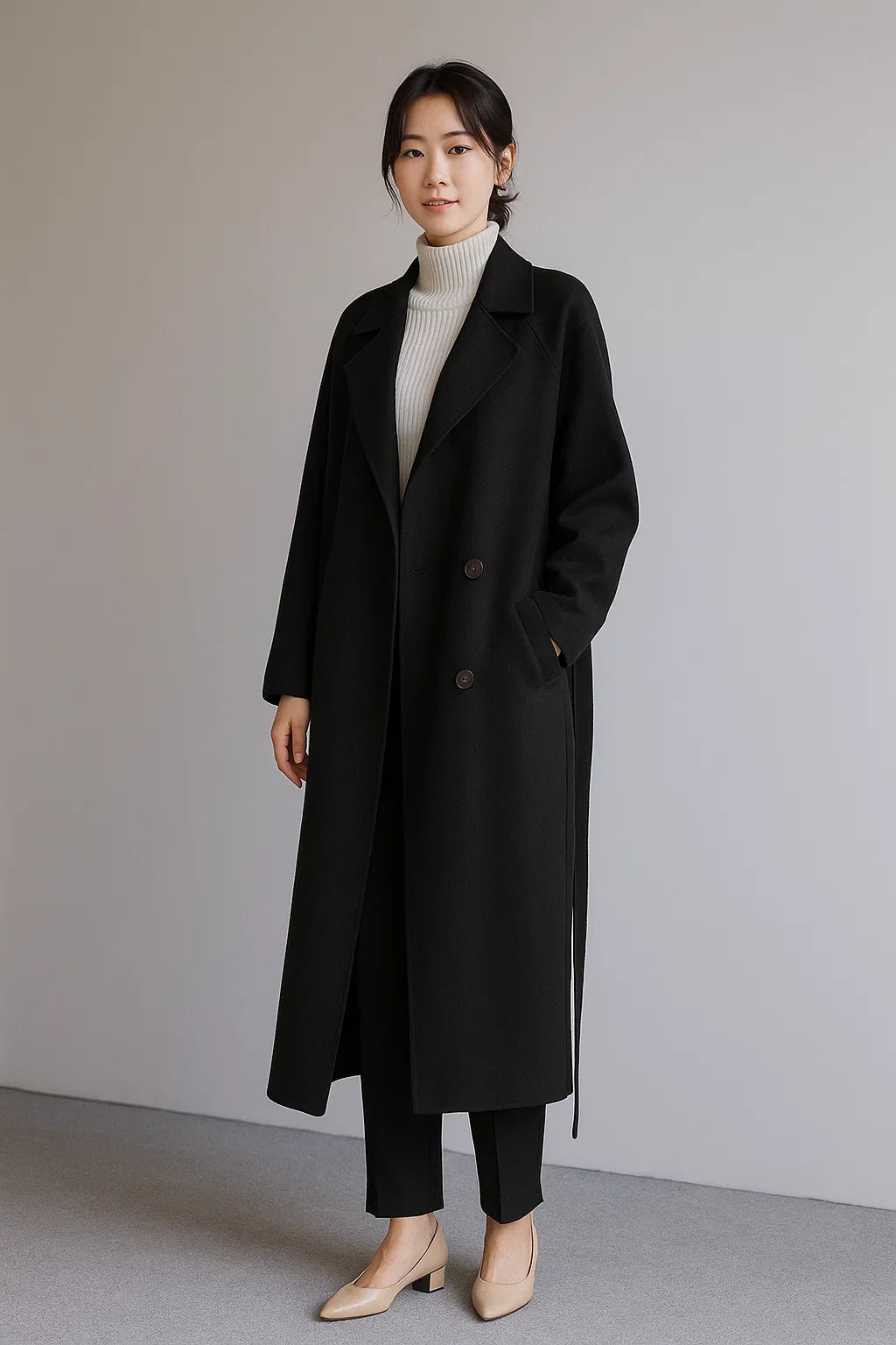 Cappotto Lungo in Misto Lana | Taglio Oversized | Design Invernale con Cintura