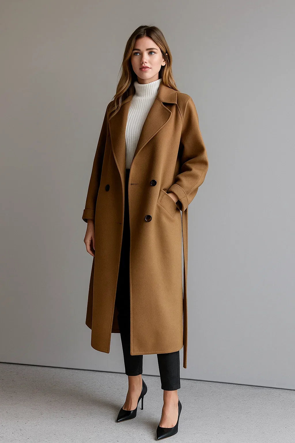 Cappotto Lungo in Misto Lana | Taglio Oversized | Design Invernale con Cintura