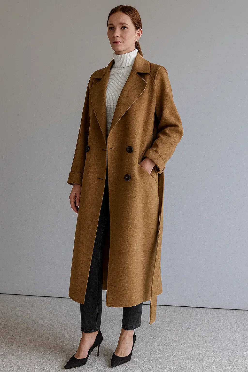 Cappotto Lungo in Misto Lana | Taglio Oversized | Design Invernale con Cintura