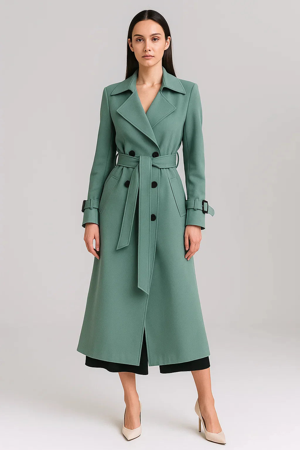 Trench Coat Lungo Essenza | Silhouette A-Line con Cintura | Design Classico Mezza Stagione