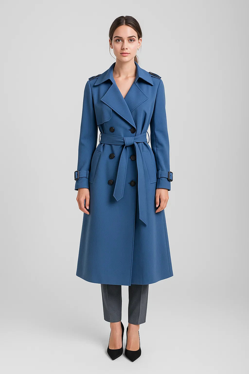 Trench Coat Lungo Essenza | Silhouette A-Line con Cintura | Design Classico Mezza Stagione