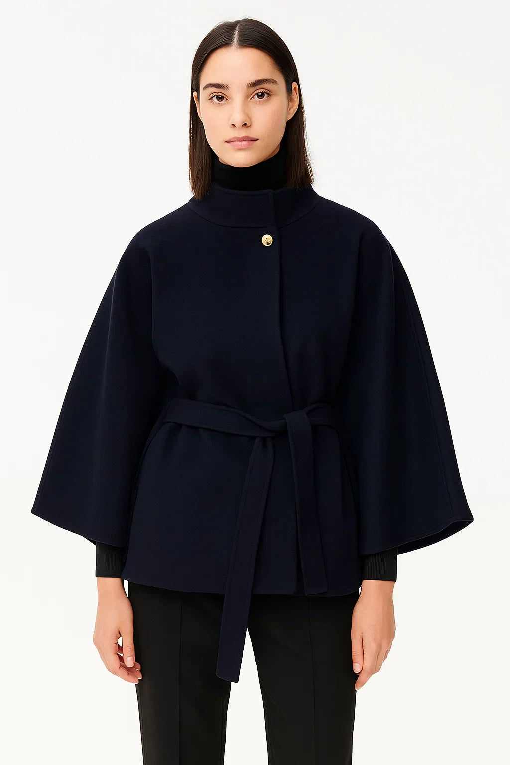 Cappotto Cape Strutturato | Vita Con Cintura | Collo Alto