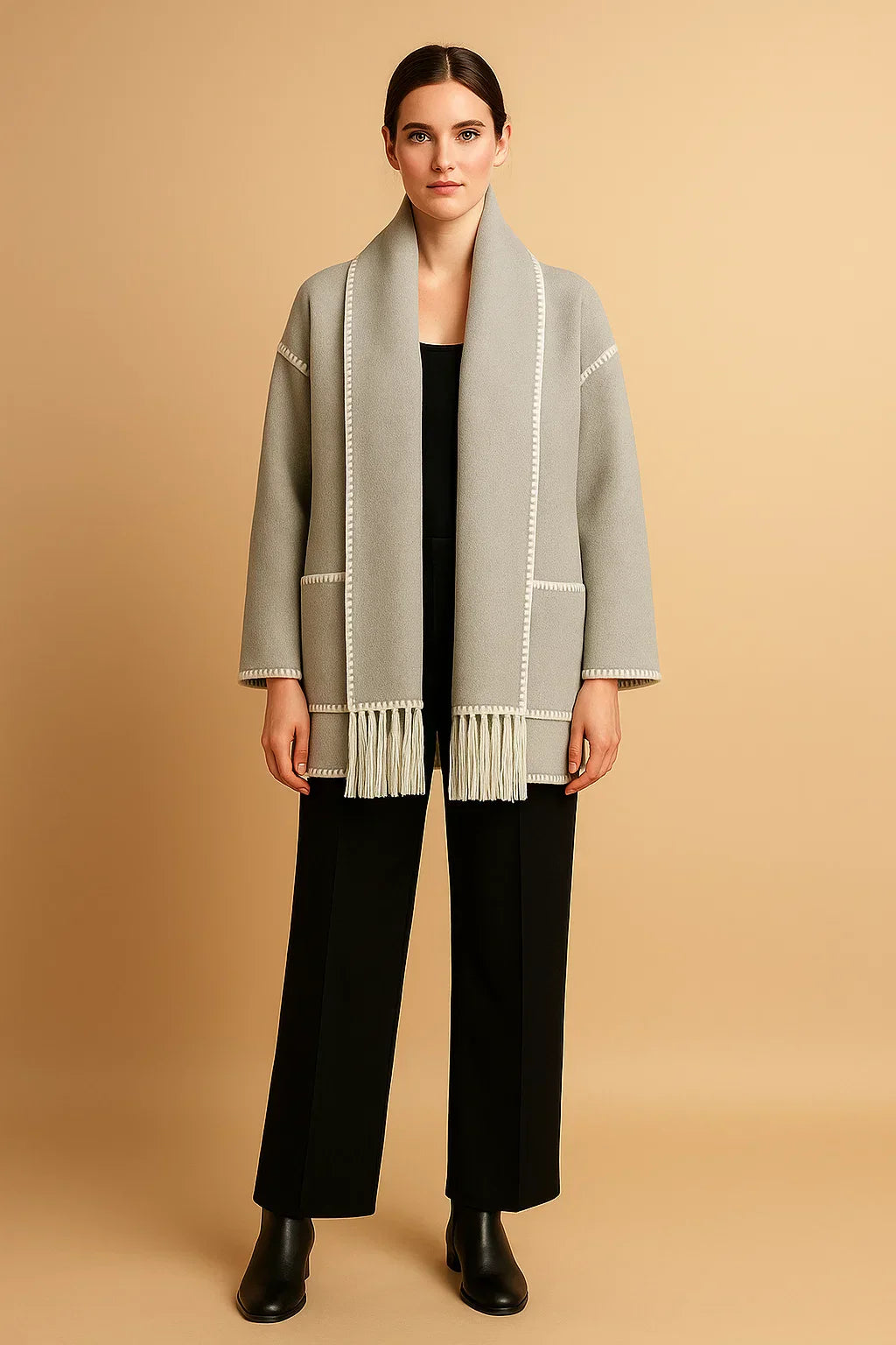 Cappotto Essenza con Dettagli Frangi | Vestibilità Relaxed