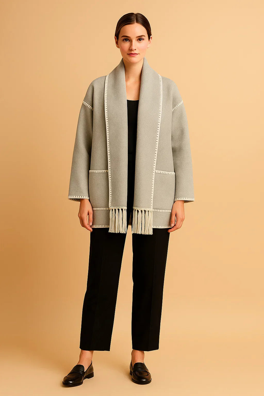 Cappotto Essenza con Dettagli Frangi | Vestibilità Relaxed