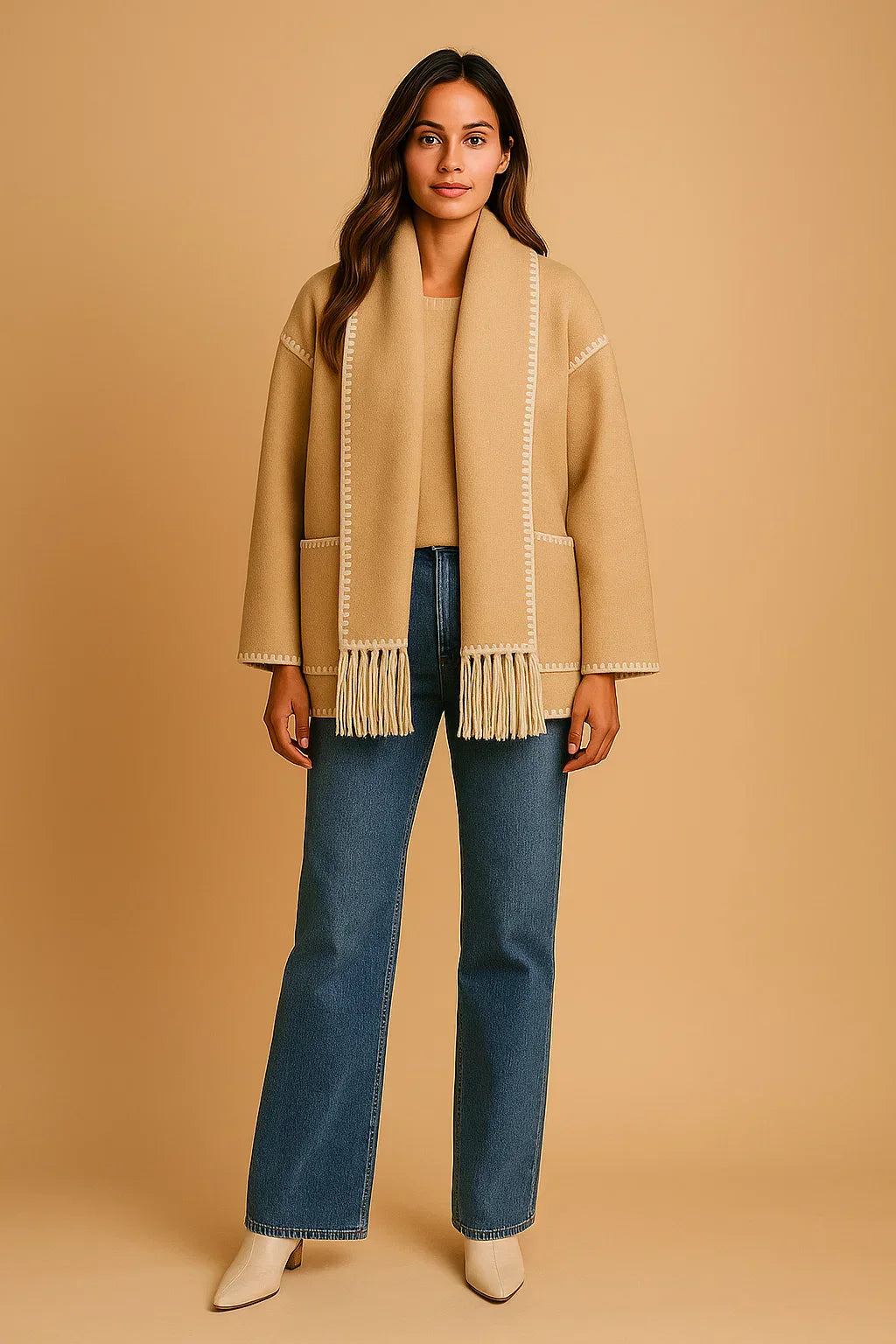 Cappotto Essenza con Dettagli Frangi | Vestibilità Relaxed