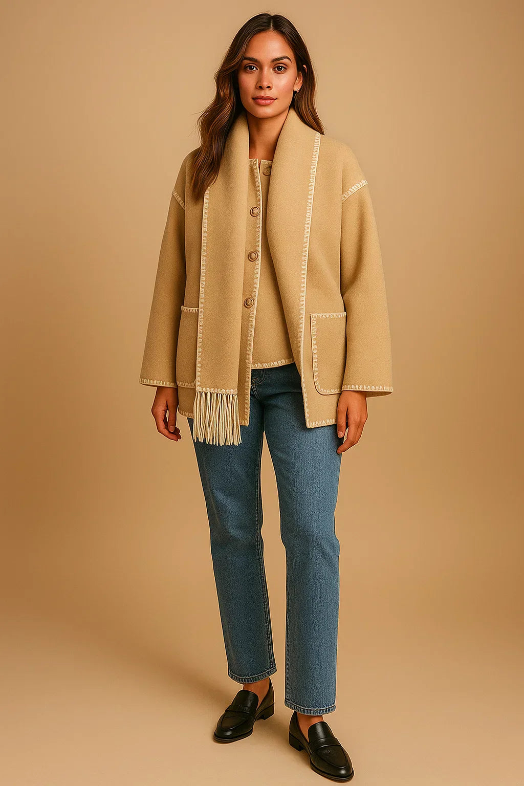 Cappotto Essenza con Dettagli Frangi | Vestibilità Relaxed