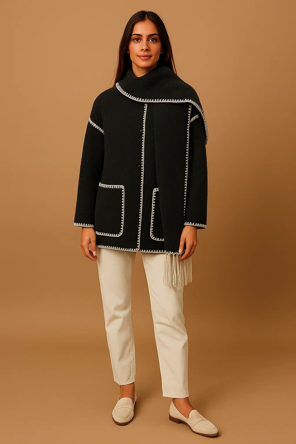 Cappotto Essenza con Dettagli Frangi | Vestibilità Relaxed