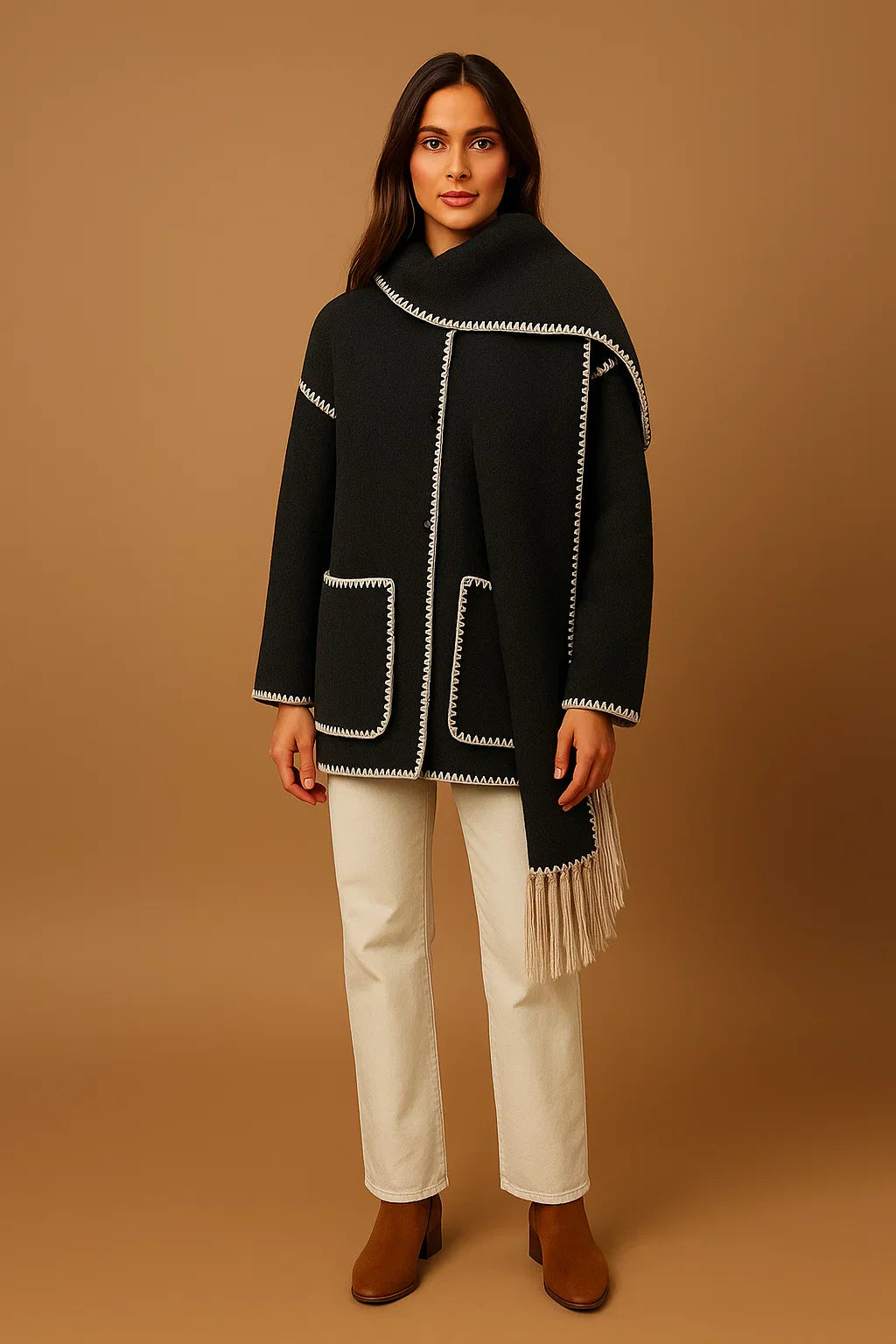Cappotto Essenza con Dettagli Frangi | Vestibilità Relaxed