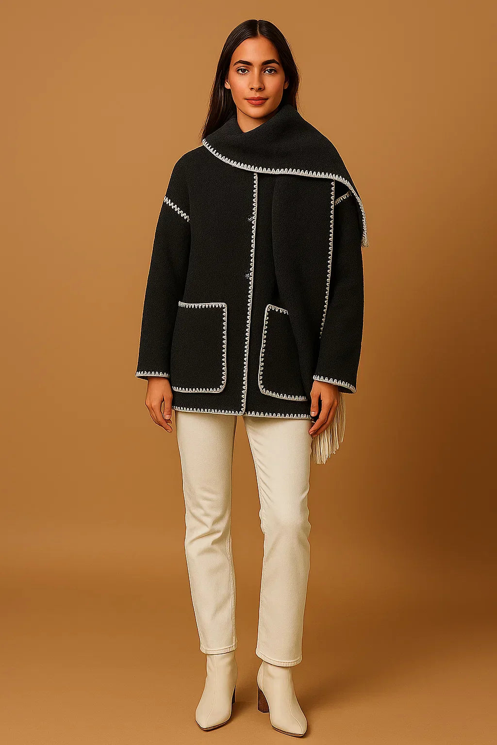 Cappotto Essenza con Dettagli Frangi | Vestibilità Relaxed