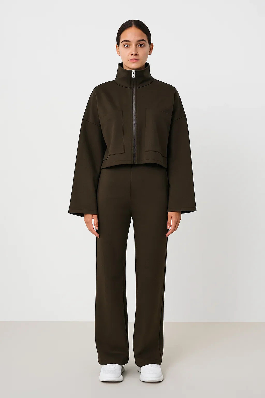 Giacca Zip Strutturata | Collo Alto | Cropped