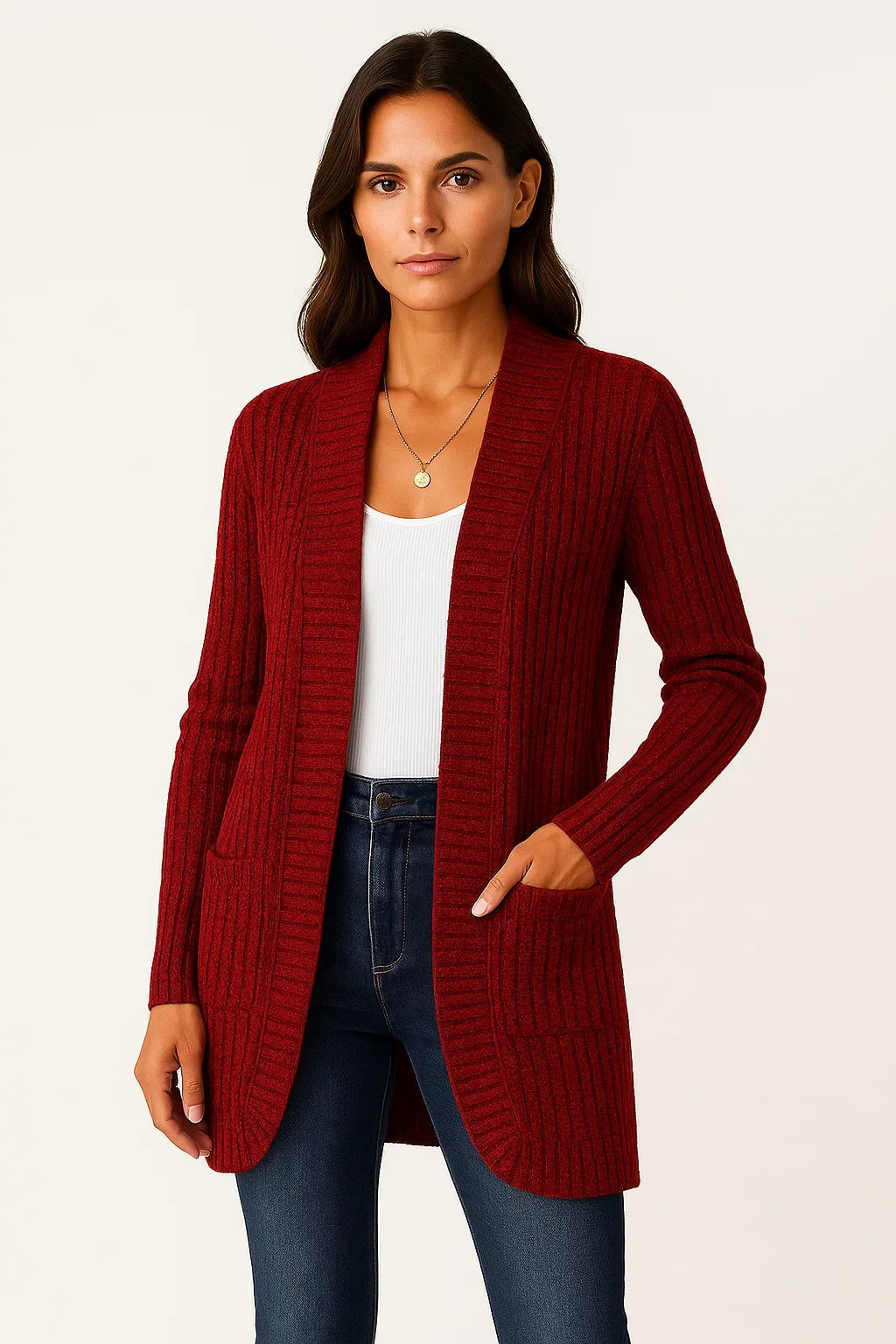 Cardigan Ribbed | Aperto | Morbido Casual