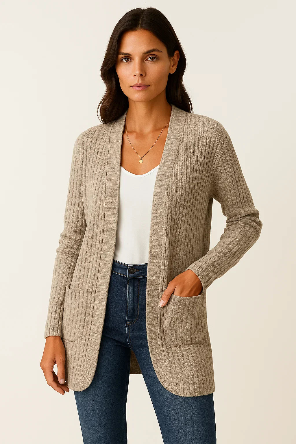 Cardigan Ribbed | Aperto | Morbido Casual