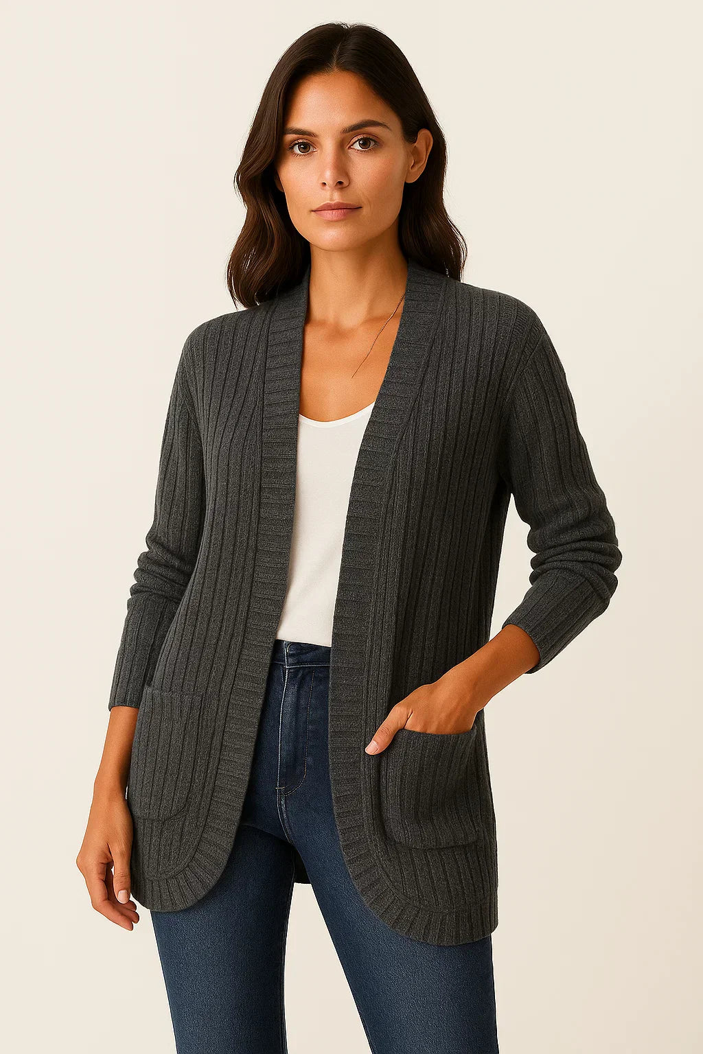 Cardigan Ribbed | Aperto | Morbido Casual