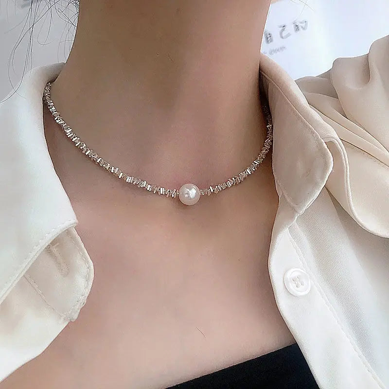Collana Choker con Perla | Dettagli in Cristallo