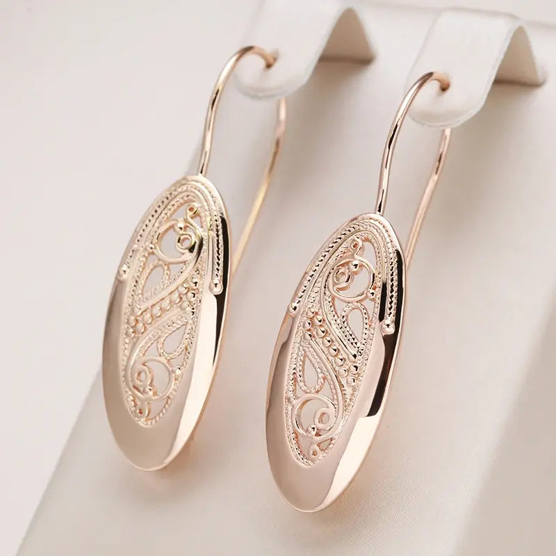 Orecchini a Pendente in Oro Rosa | Design Oval Filigranato